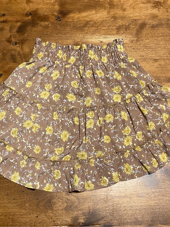 Altar'd State Dresses & Skirts - Altar'd State Brown Tiered Skirt with Yellow Floral Print
